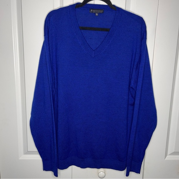 Hart Schaffner Marx Extra Fine Merino Wool size XL Vneck Sweater Royal Blue Men - Picture 1 of 7